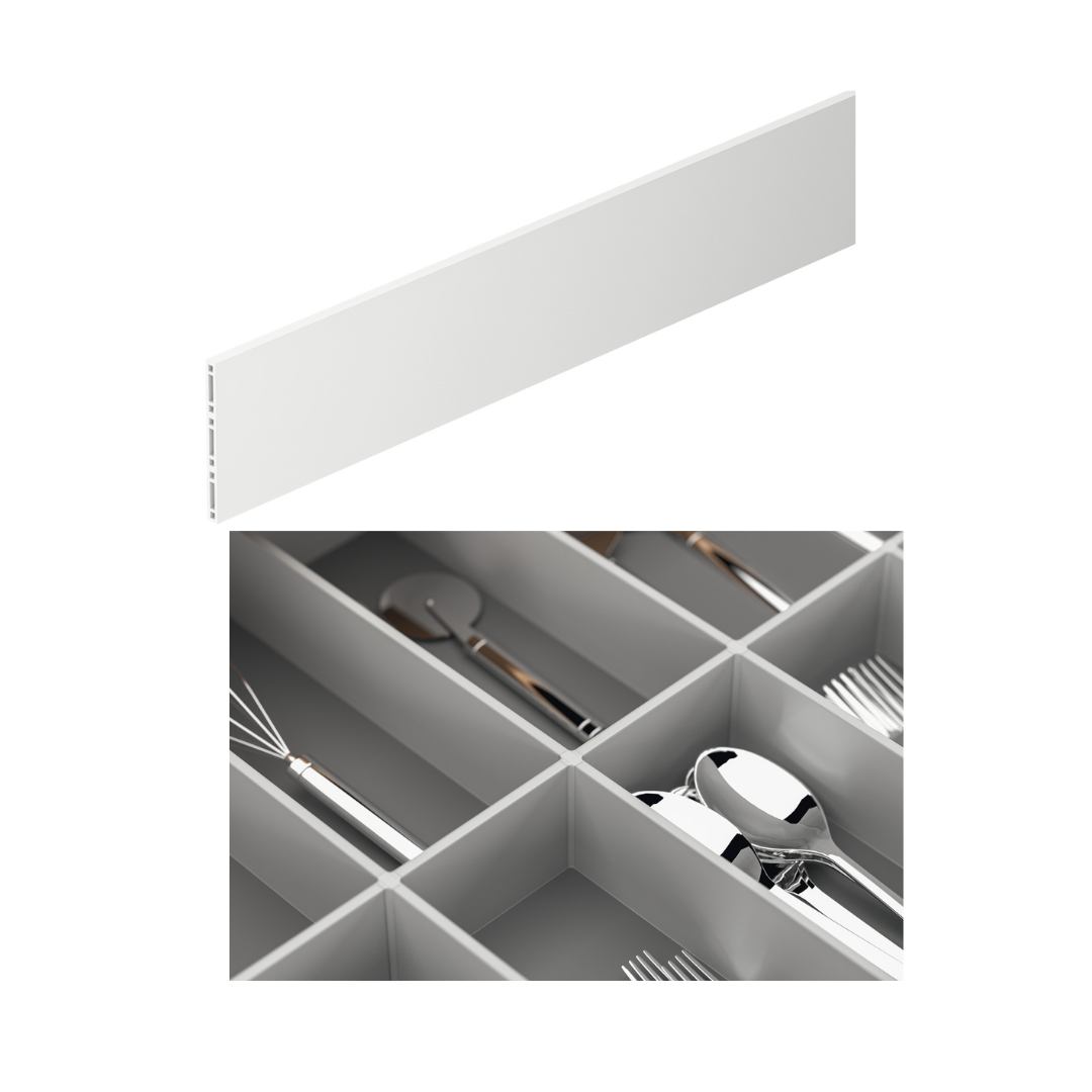 190. BARRA PARA ORGANIZADOR DE GAVETAS 1100X60MM PLASTICO BRANCO HAFELE556.11.701