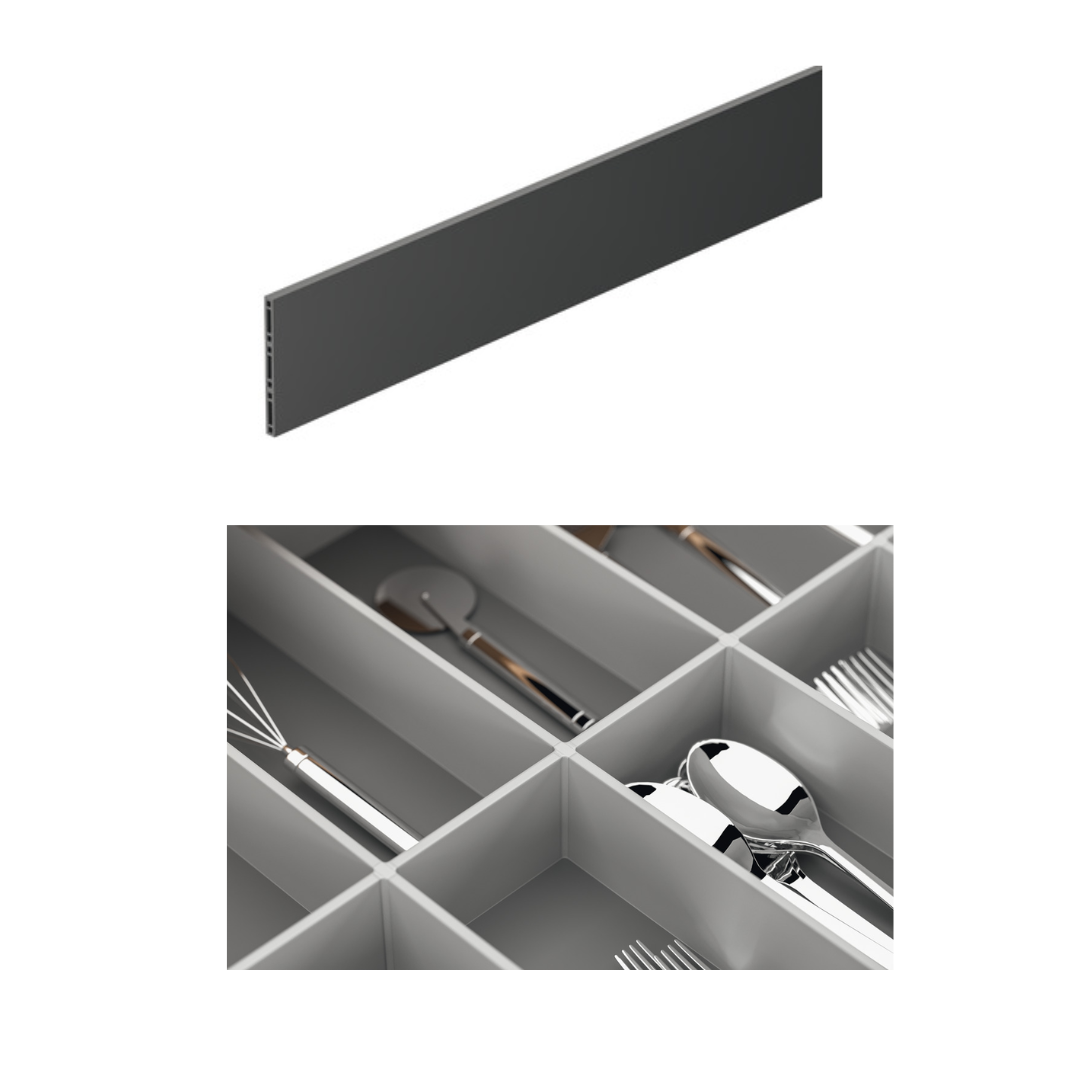 191. BARRA PARA ORGANIZADOR DE GAVETAS 1100X60MM PLASTICO ANTRACITO HAFELE556.11.401